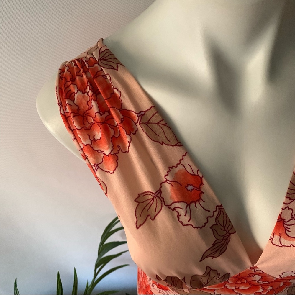 v i n t a g e :: Set Floral Long Satin Nylon Peignoir Slip Dress Robe - Picture 11 of 16